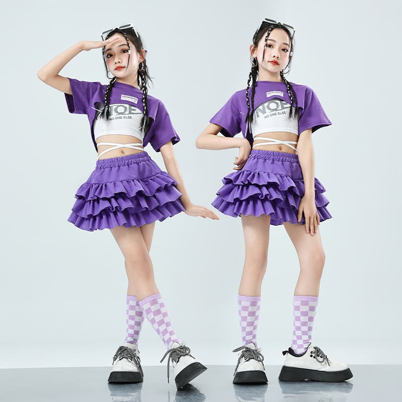 Girls dopamine outfit jazz dance costume girl navel-baring short-sleeved sweet cool T stage catwalk drum set trendy outfit