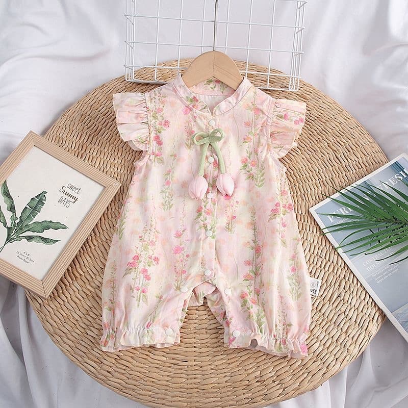 Baby clothes, summer thin princess harem clothes, baby girl jumpsuit, summer full moon 100-day one-year-old dress, summer dress