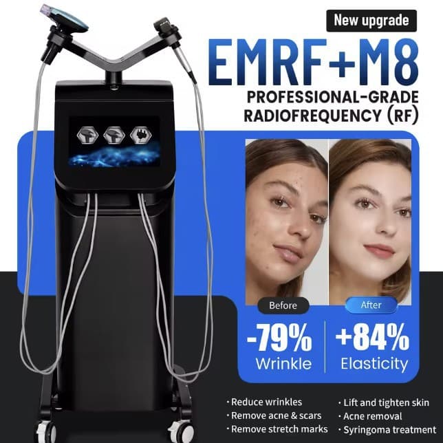 Foreign trade gold radio frequency microneedle depth 8 microcrystalline pore shrinking, skin rejuvenation, acne marks pit improvement, wrinkles beauty instrument