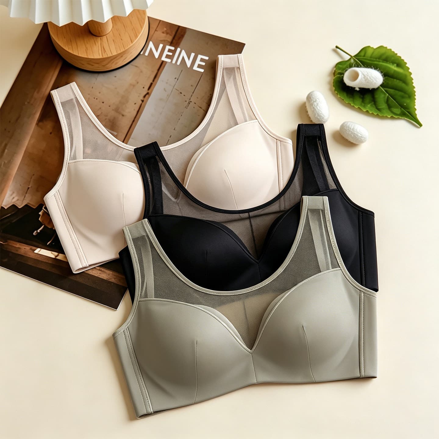 Diexiu 3D Mulberry Silk Bra Mulberry Silk Stretch Satin Thin Underwear Small Bust Women Mulberry Silk Underwear