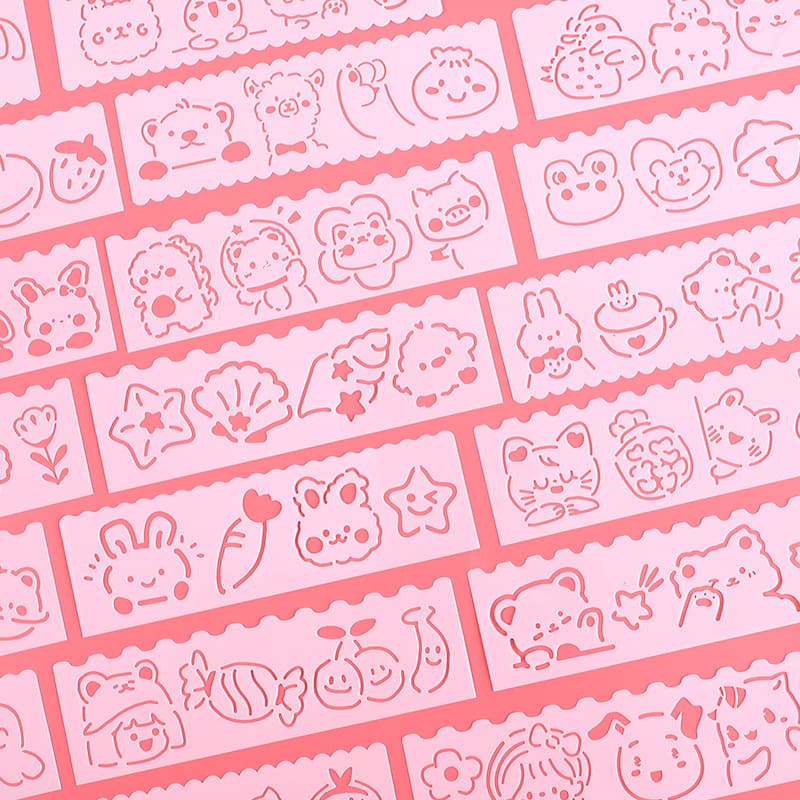 Cute Cartoon Hollow-out Hand-copy Report Template for Children and Elementary Students, DIY Drawing Ruler Set for Scrapbooking