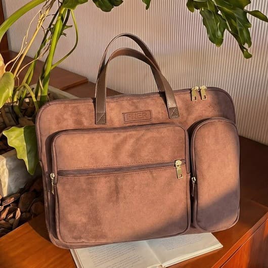 Suede Vintage Frosted Business Handbag Large Capacity Tote Bag for Women 14-Inch Portable Laptop Bag