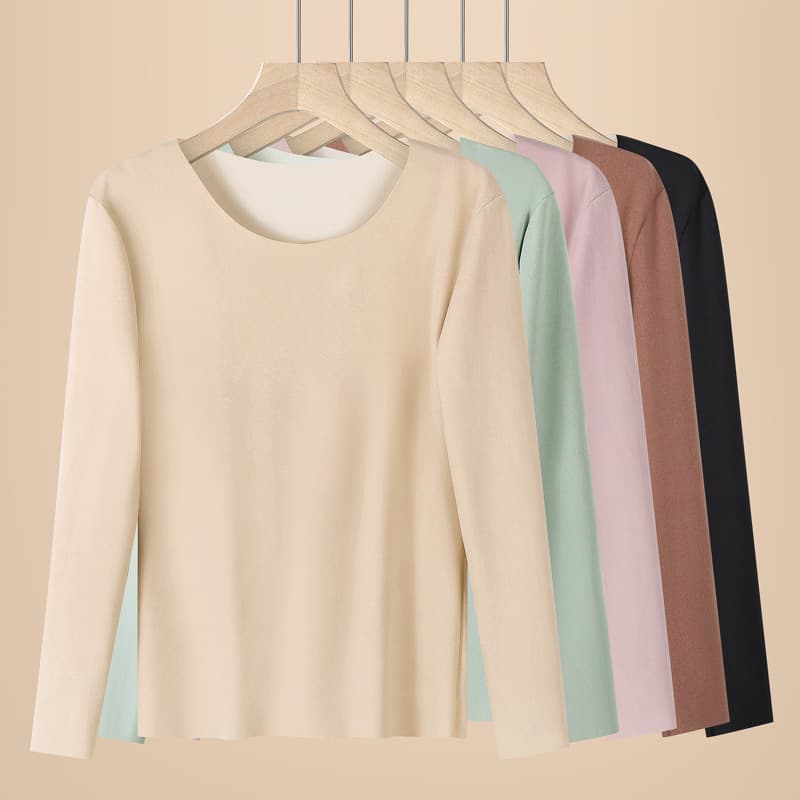 Plus Size New Autumn and Winter Warm Tops and Underwear for Women, Thickened Fleece-lined Seamless German Fleece Base Layer, Tight Fit