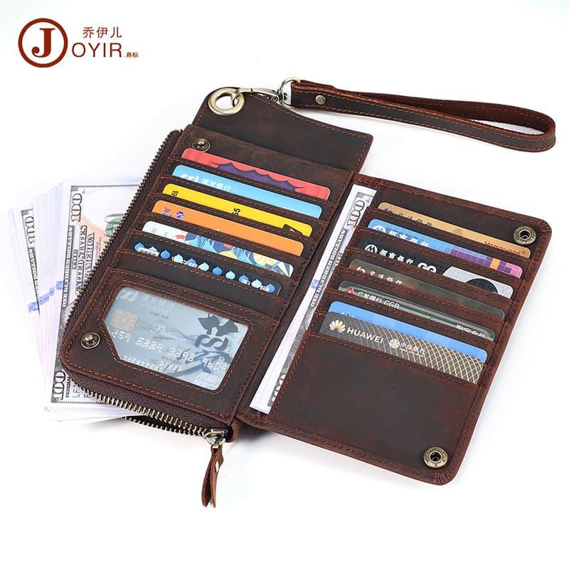 Handbag Genuine Leather Multi-Card Slot Long Wallet Business Vintage Men's Crazy Horse Leather Fashion RFID Wallet for Men