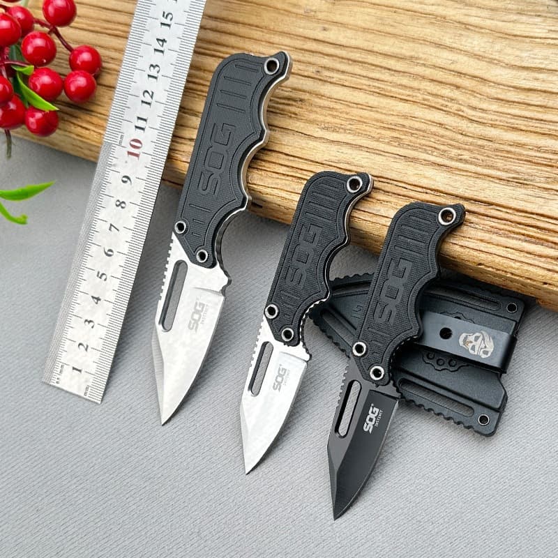 Outdoor Pocket Knife Mini Self-Defense Straight Knife EDC Portable Camping Necklace Knife SOG Small Military Knife