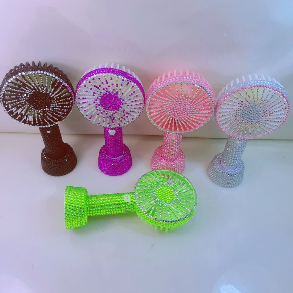 New Rhinestone Handheld Fan USB Rechargeable Mini Portable Fan Student Gift Home Small Electric Fan