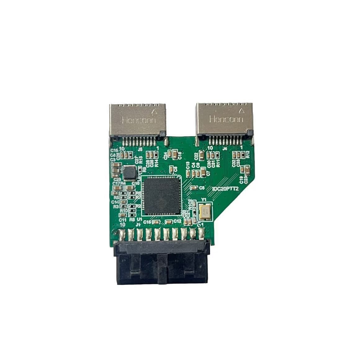 USB 3.0 19P/20P to Dual TYPE-E 3.1/USB 3.0 19P 90-Degree Adapter Chassis Front Panel Port TY
