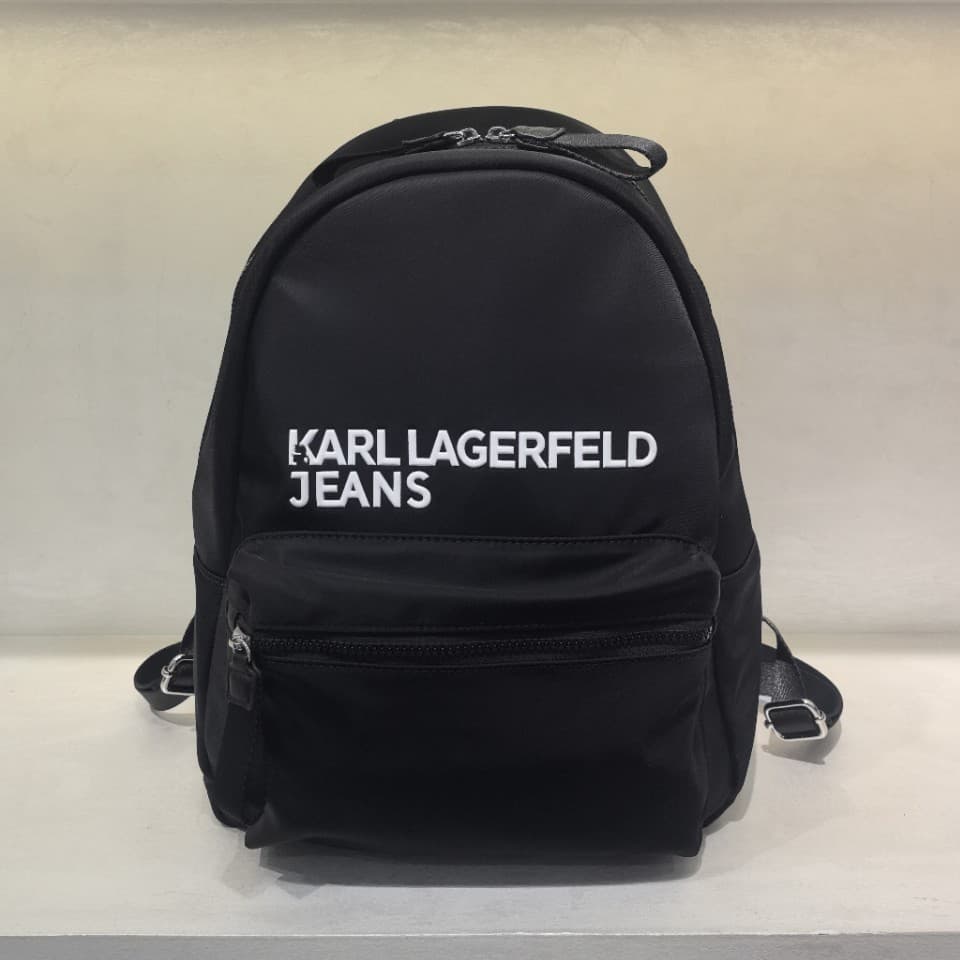 KARL Karl Lagerfeld Unisex College Student Backpack Trendy Large Capacity Color-Block Letter Casual Travel Backpack