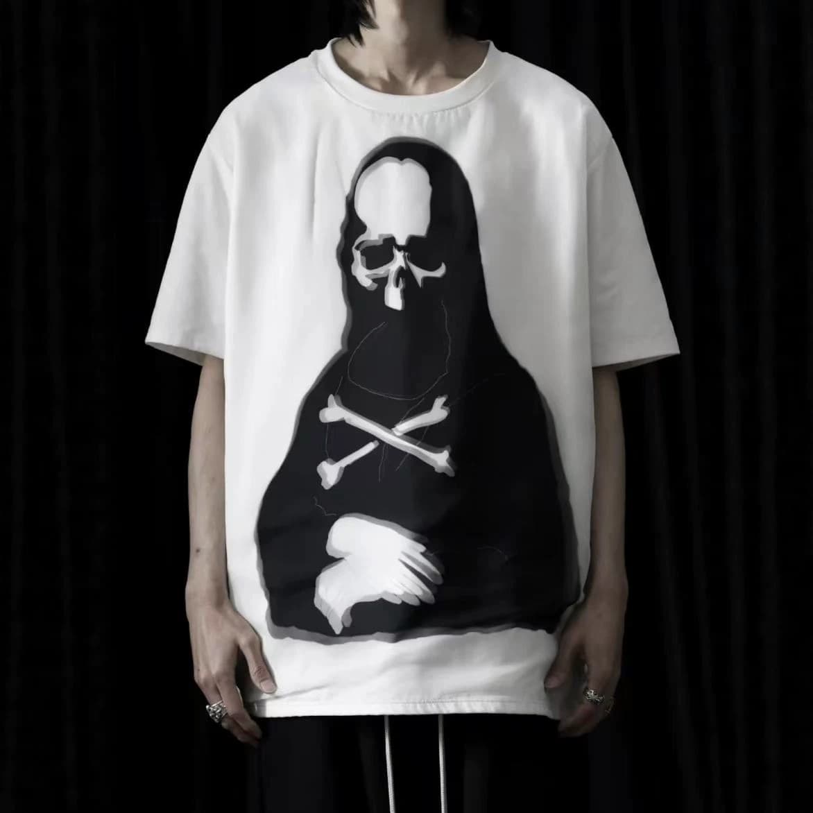 mastermind JAPAN x Trippy Mikio Art Tee Monaliza black short-sleeved T-shirt
