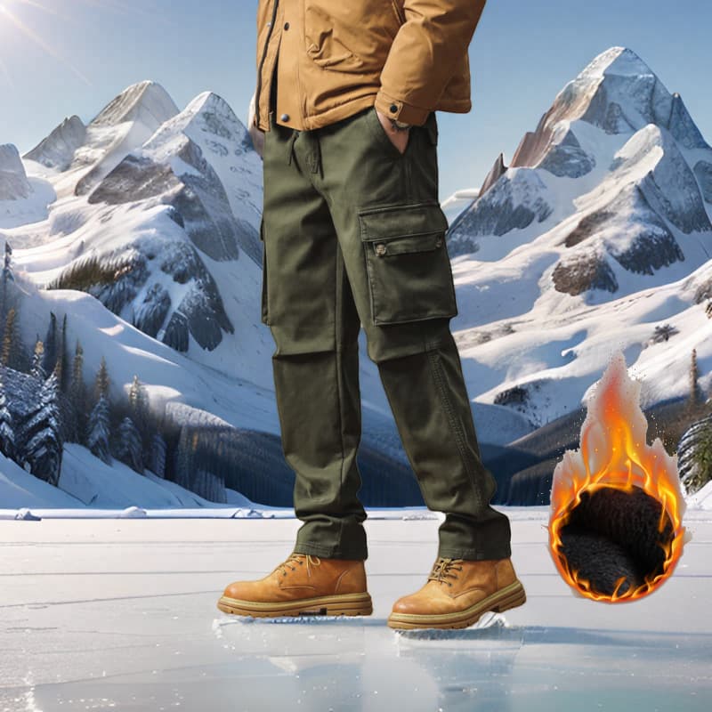 Men's Workwear Pants Thickened Fleece Lined Casual Loose Plus Size Retro American Style Multi-pocket Big Size Fat Man Pants