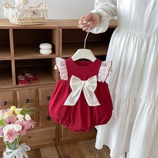 Baby Summer Thin Clothes Sweet Sleeveless Romper Girl Baby Bodysuit Newborn Onesie Festive 100-Day Outfit