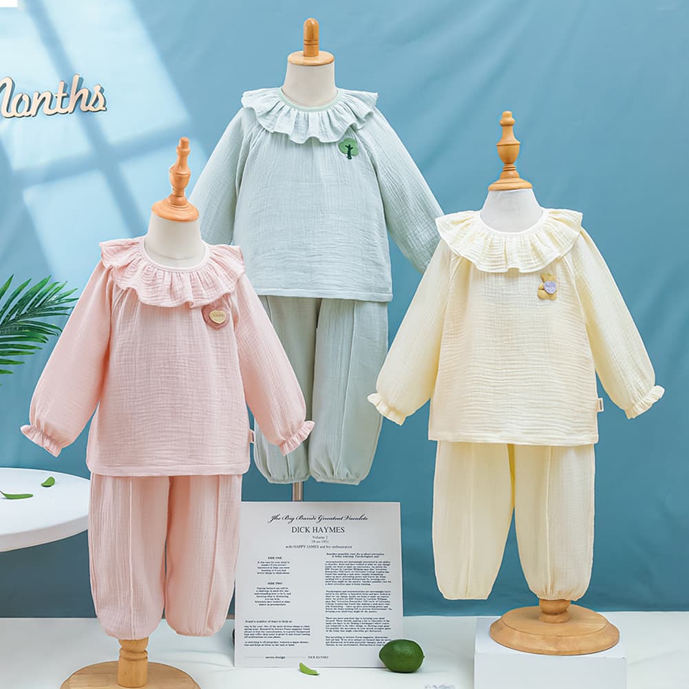 Baby Homewear Spring/Summer Thin Cotton A-Class Gauze Outwear Korean-Style Children's Pajamas Long-Sleeve Two-Piece Set
