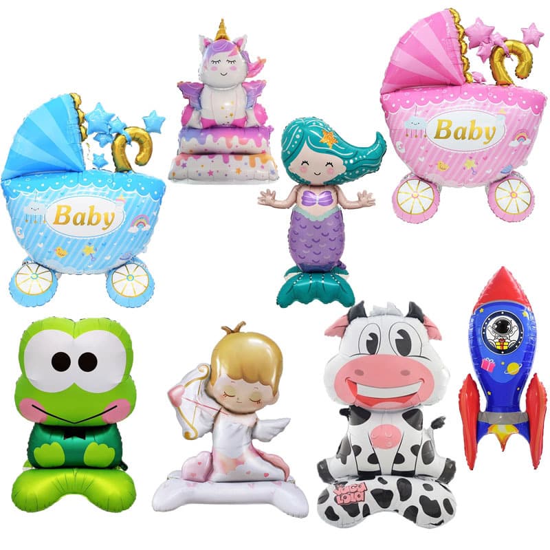 Cross-Border New Large Standing Aluminum Film Balloon for Children's Birthday Party Balloon Wholesale Party Supplies