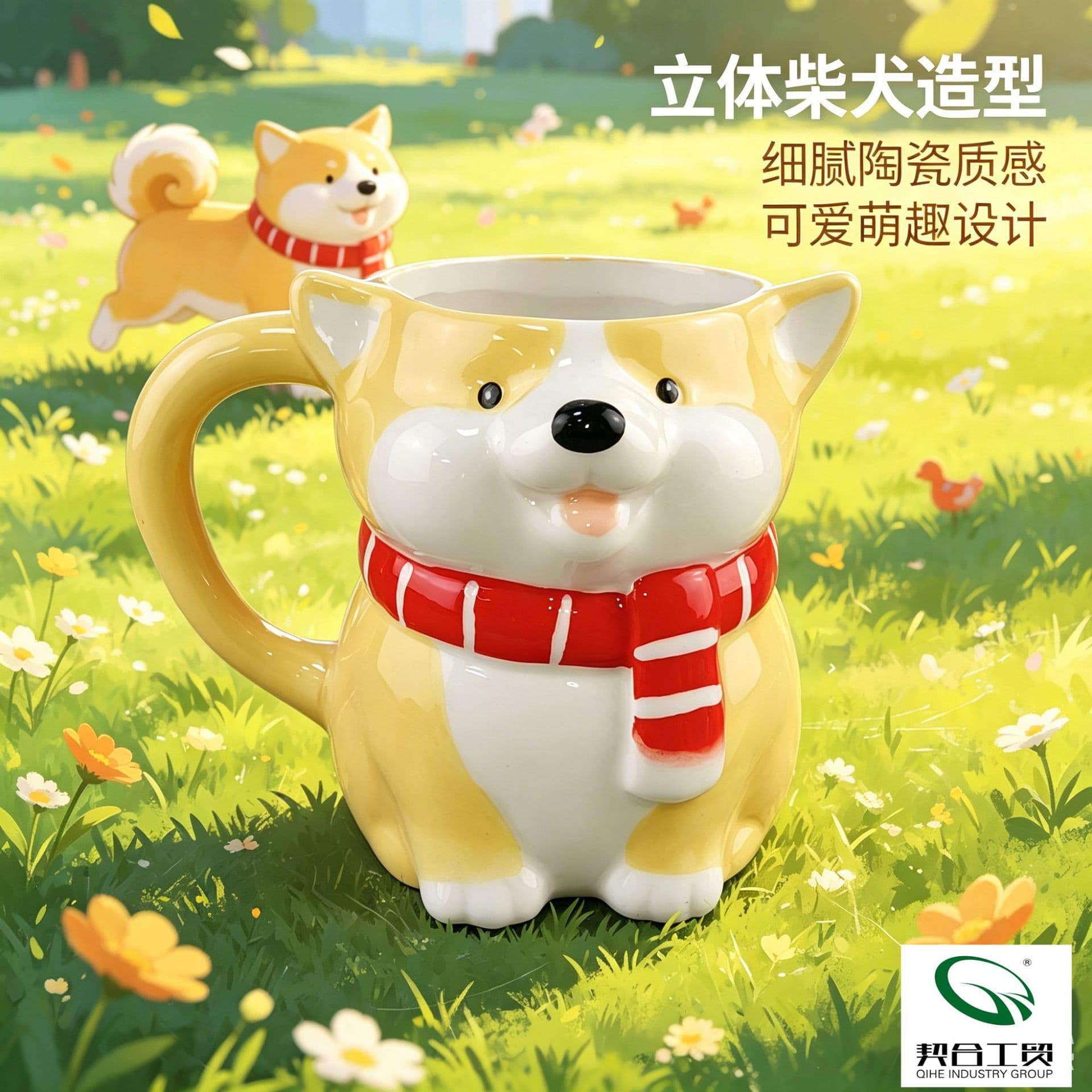 Graduation Gift 3D Ceramic Shiba Inu Mug, Cross-Border Cute Pet Coffee Cup, Creative Animal Water Cup