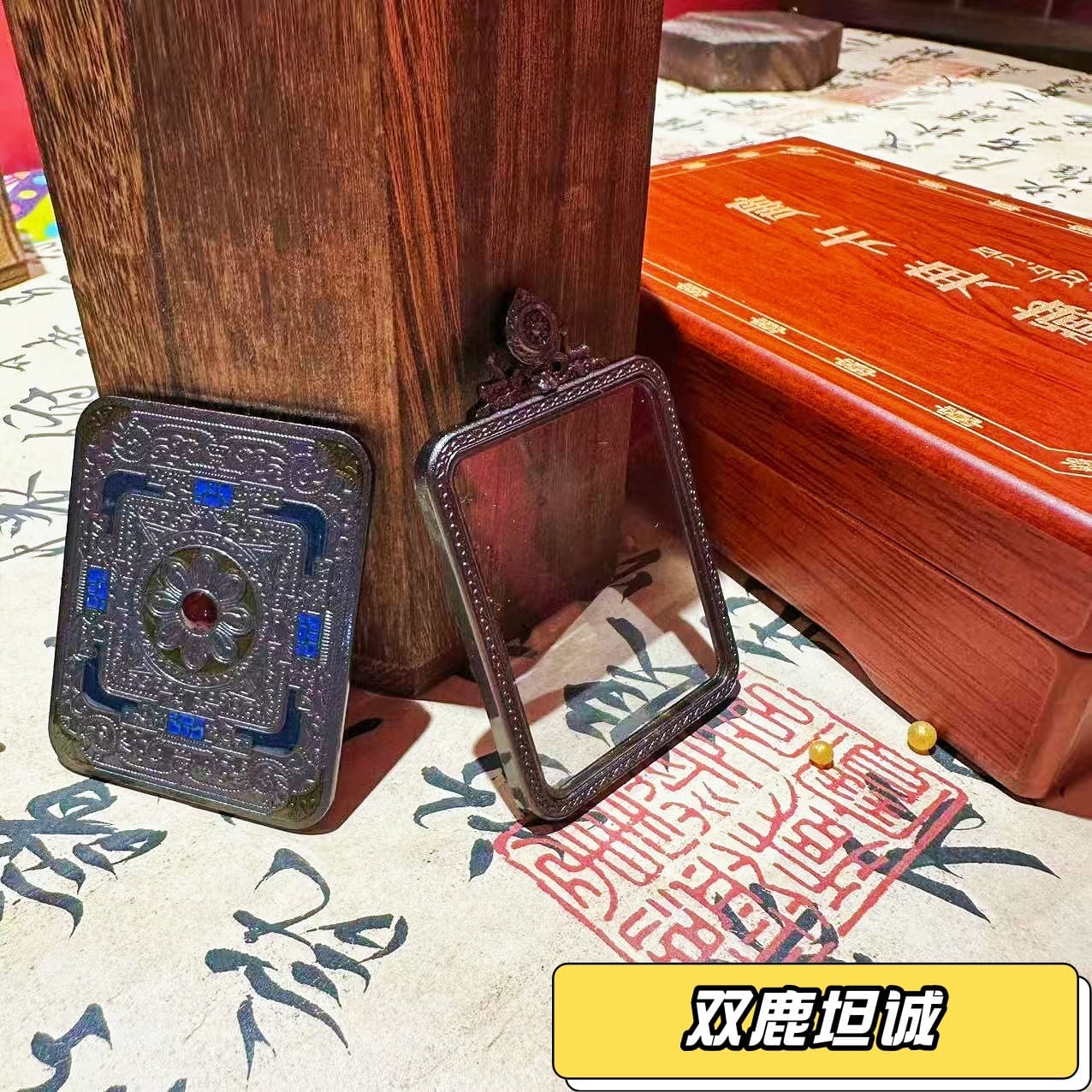 Wholesale Pure Titanium Steel Thangka Case 4x5cm Glass Mirror Surface Non-Fading Titanium Steel Thangka Box Thangka Shell