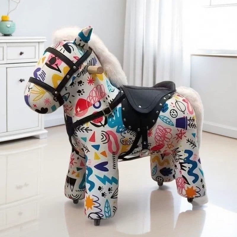 Year of the Horse Sliding Children's Trojan Horse First Birthday Toy Gift Home Decoration Creative Saddle Leather Pony Stool Style
