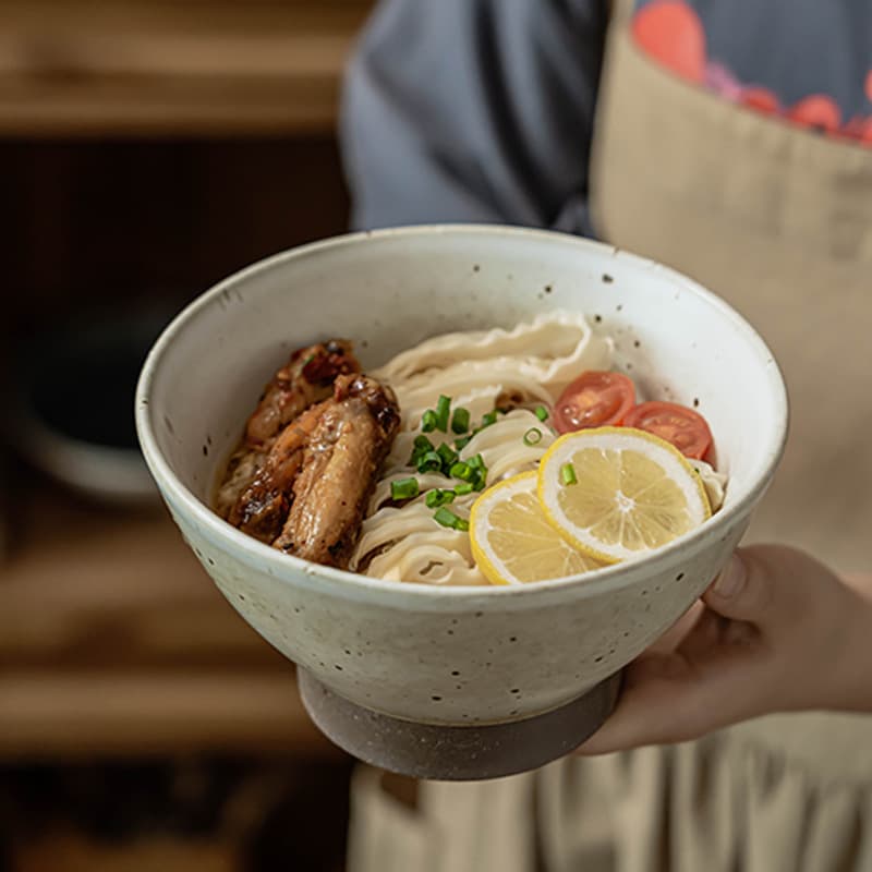 Retro coarse pottery bamboo hat bowl household noodle bowl soup bowl tall bowl Japanese tableware wholesale bowl ceramic bowl vegetable bowl deep bowl