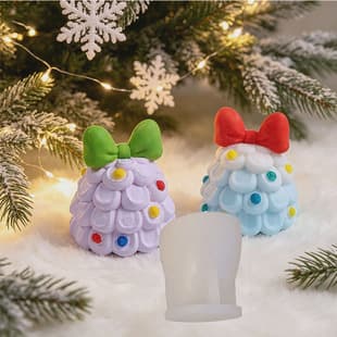3D Bow Christmas Tree Scented Candle Mold, Christmas Handmade Candle Mold DIY Home Decor