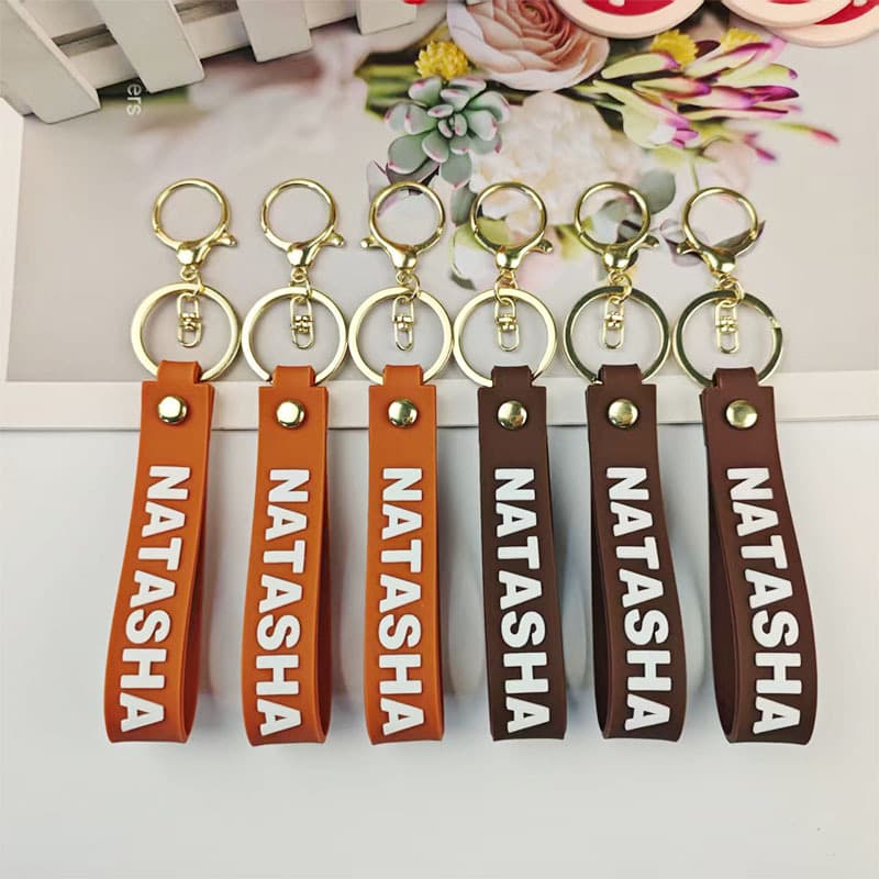 Hot-selling PVC soft rubber MATASHA wrist strap keychain leather cord key ring bag accessory wholesale from factory