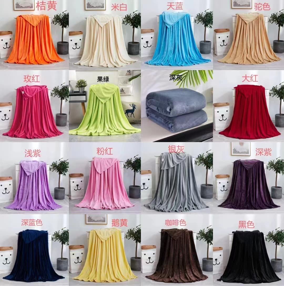 Foreign trade flannel blanket all-season solid color air conditioning blanket coral fleece blanket bed sheet nap cover single/double towel thin quilt