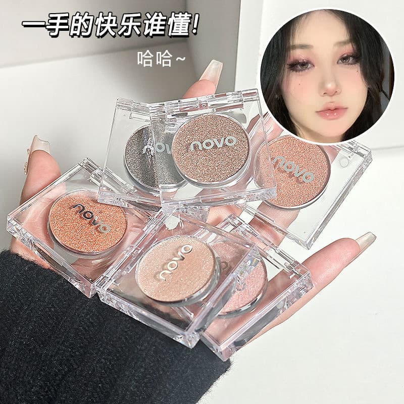 NOVO Shimmering Single Eyeshadow Pearl Glitter Sparkling Waterproof Long-Lasting Brightening Highlighter Single Eyeshadow