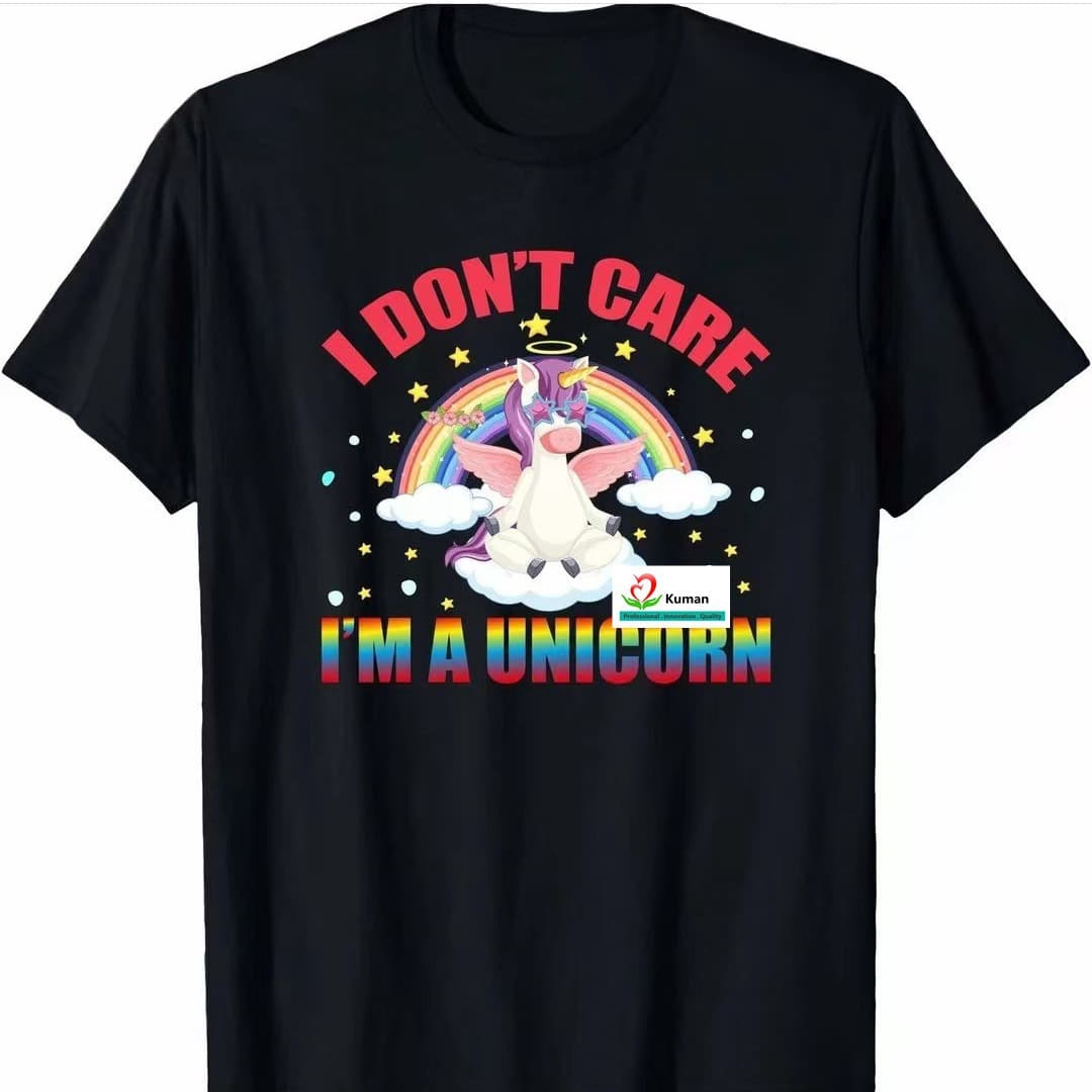 Foreign trade summer clothing 3D digital printing unicorn boys and girls round neck short-sleeved T-shirts for children and adults
