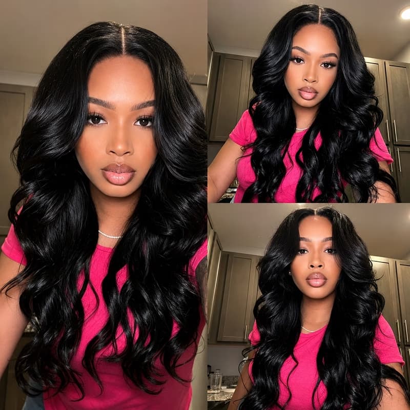 Cross-border Black Middle Part Big Wave Long Fiber Water Ripple Wig, Factory Stock, Free Labeling