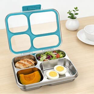 Custom 304 Stainless Steel 3-Compartment Lunch Box Kids Bento Box Sealed Lunch Box Student Lunch Box