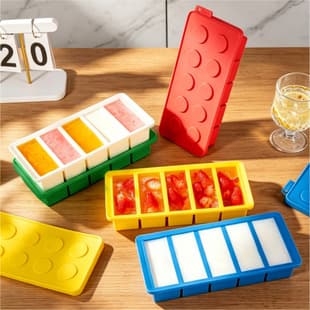 Building Block Ice Cube Mold Four-Grid Ice Mold Manual DIY Homemade Ice Cube Maker Bar Large Ice Cube with Lid Mold