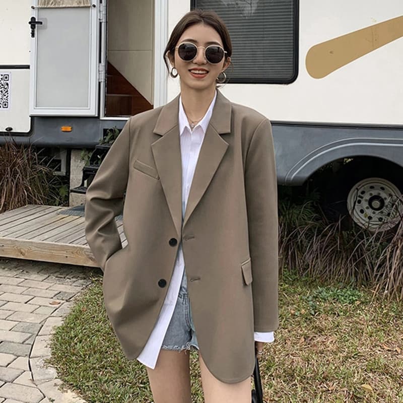 White Blazer for Women, 2025 Spring/Autumn New Korean Version Loose Design Casual Stylish Women's Suit Jacket