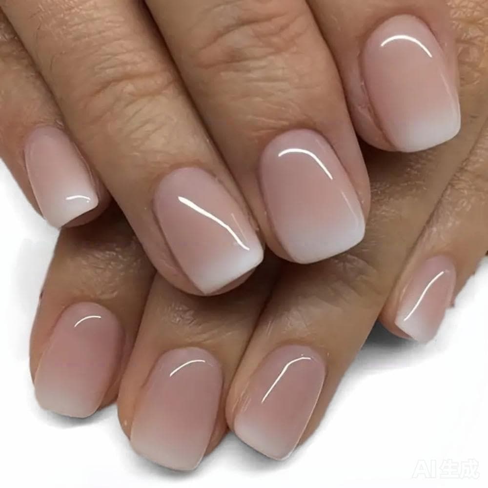European and American foreign trade hot-selling ins style sweet wearable manicure light pink gradient fake nail stickers source factory wholesale