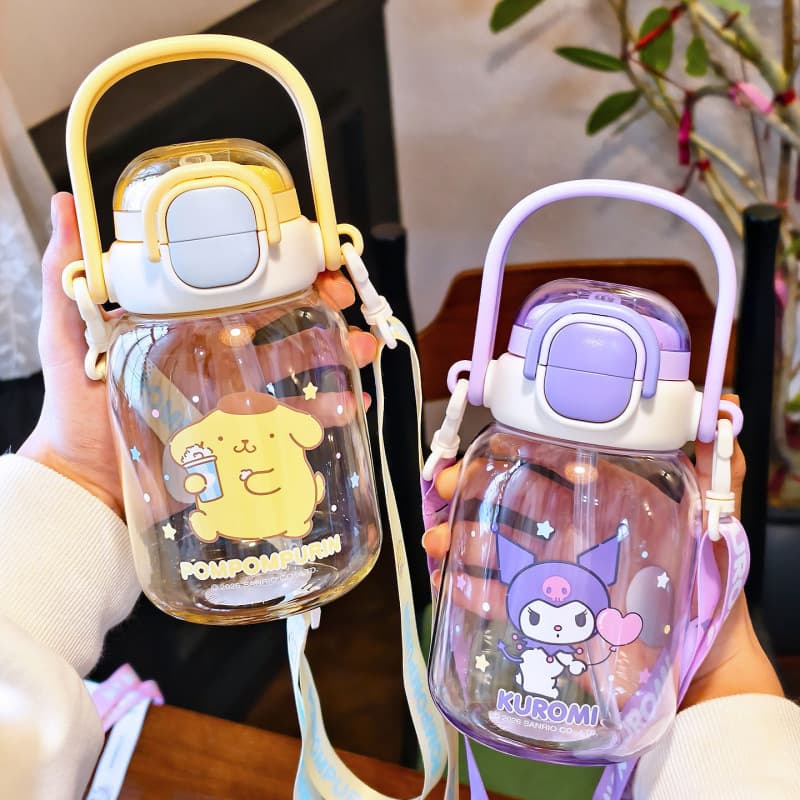 Sanrio Children's Water Bottle for School, High-Fashion Large Belly Cup with Straw and Direct Drink, Tritan Dual-Drink Cup