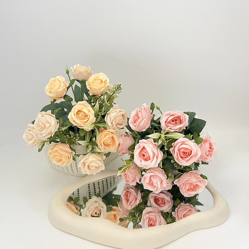 Jute Wave Pot Artificial Rose Potted Plant Indoor Home Decor Living Room Ornament High-End Faux Flowers