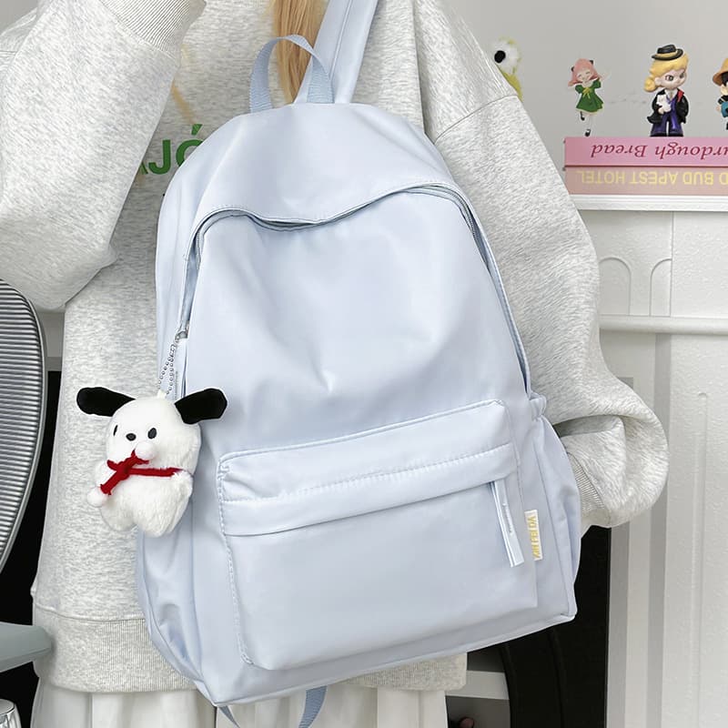 Schoolbag female college student Korean version ins large capacity simple solid color backpack junior high school student backpack for boys and girls