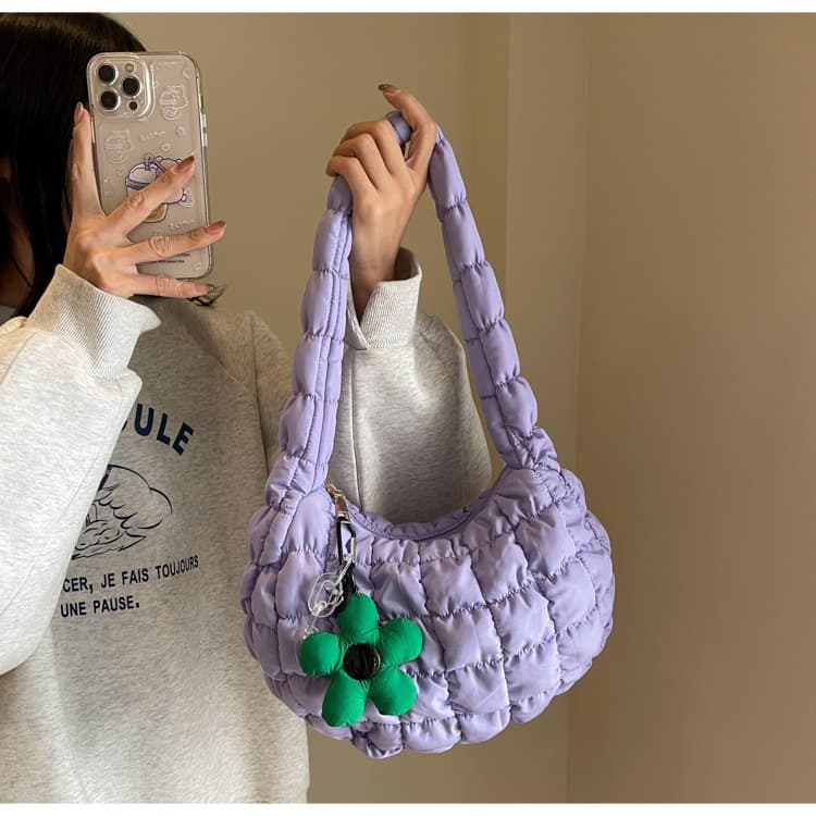Street Style Women's Puffer Jacket Shoulder Bag Casual Bubble Dumpling Bag Folded Cloud Bag Nylon Material Large Size Summer 2023