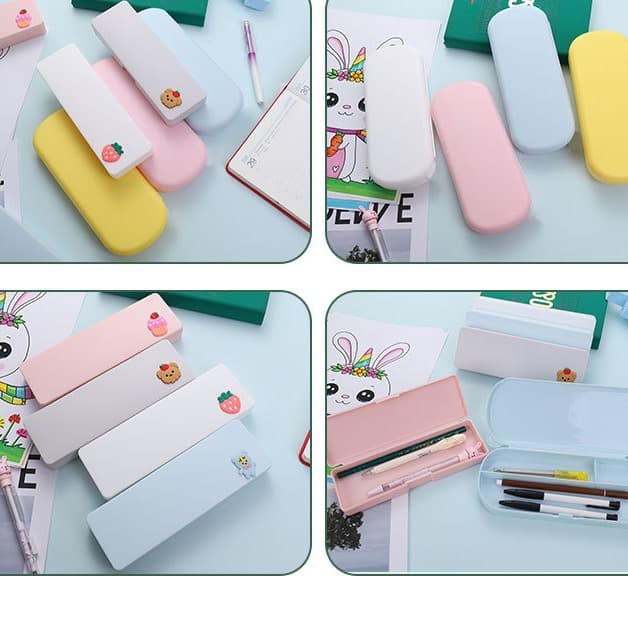 Simple frosted plastic transparent stationery boxes, student pencil cases wholesale storage