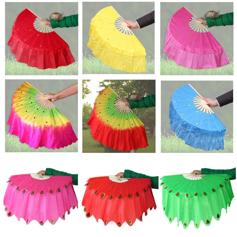 Fans, dance fans, extended square dance fans, Jiaozhou Yangge fans, double-sided pair, performance dance prop fans