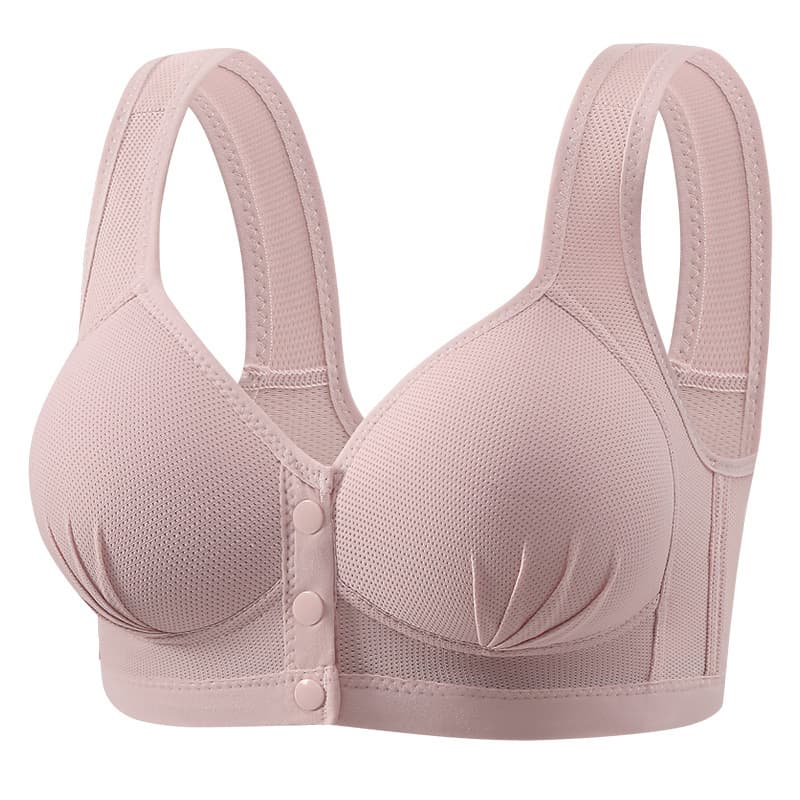 Self-produced and self-sold plus-size underwear for middle-aged and elderly mothers, thin mesh style, minimizing large bust, front-closure vest-style nursing bra.