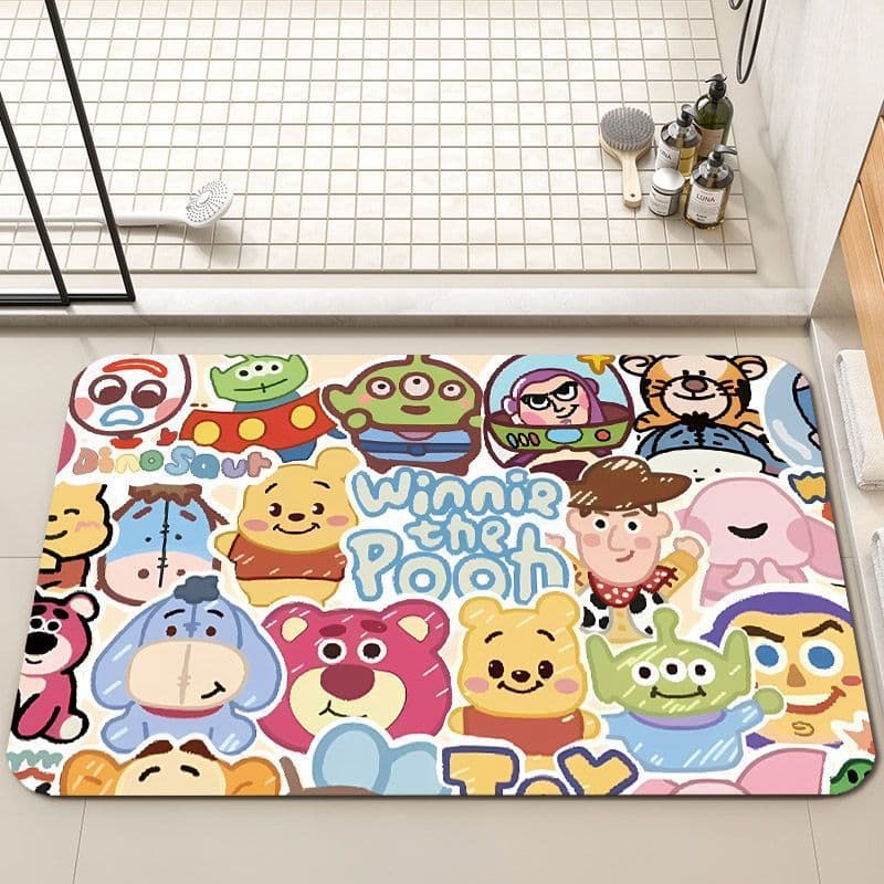 Cartoon Diatom Mud Bath Mat, Home Entrance Water-Absorbent Non-Slip Mat, Quick-Drying Foot Mat for Bathroom Doorway
