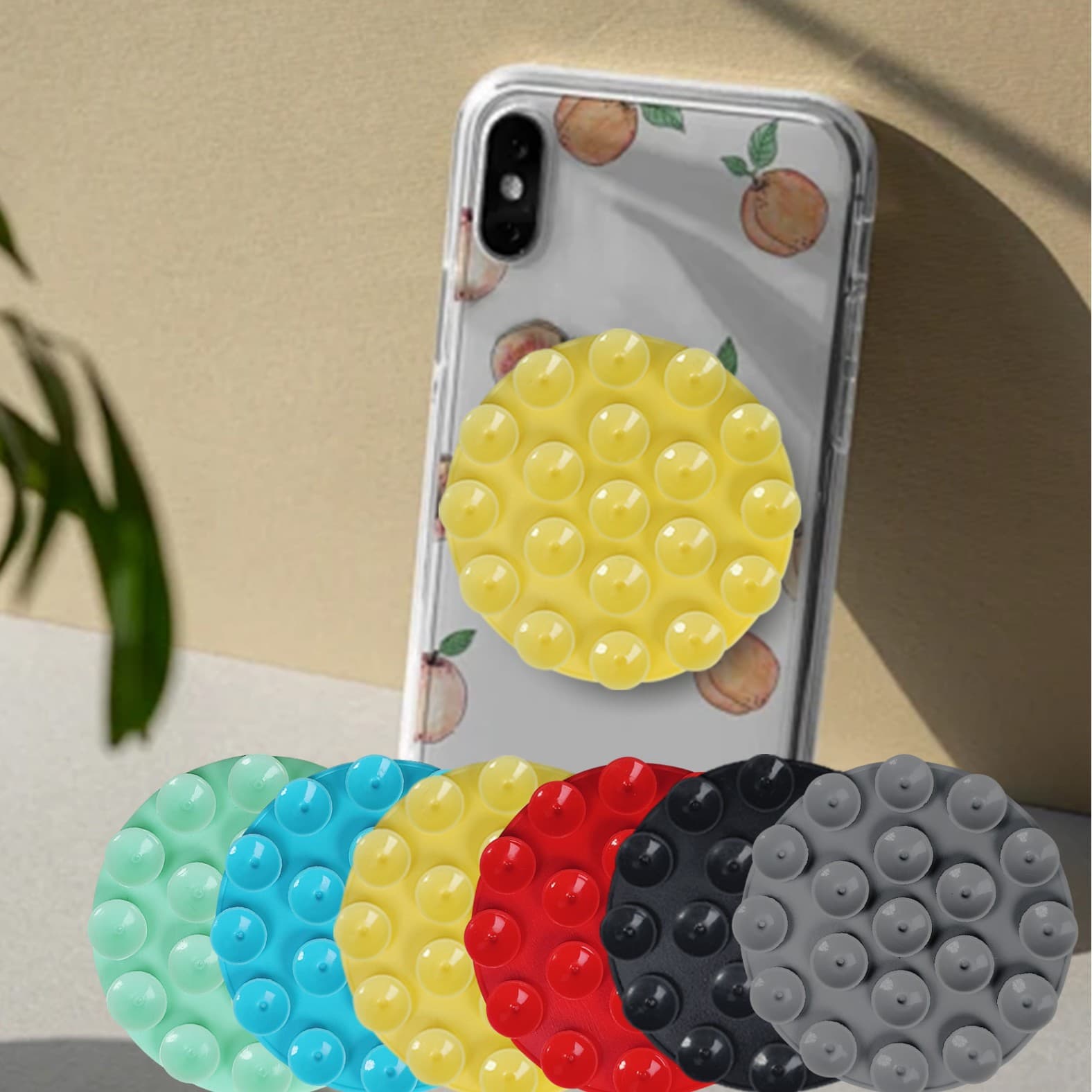 Round Double-Sided Silicone Phone Suction Cup Mount Sticker, Portable Back Anti-Slip Selfie Car Mount Holder