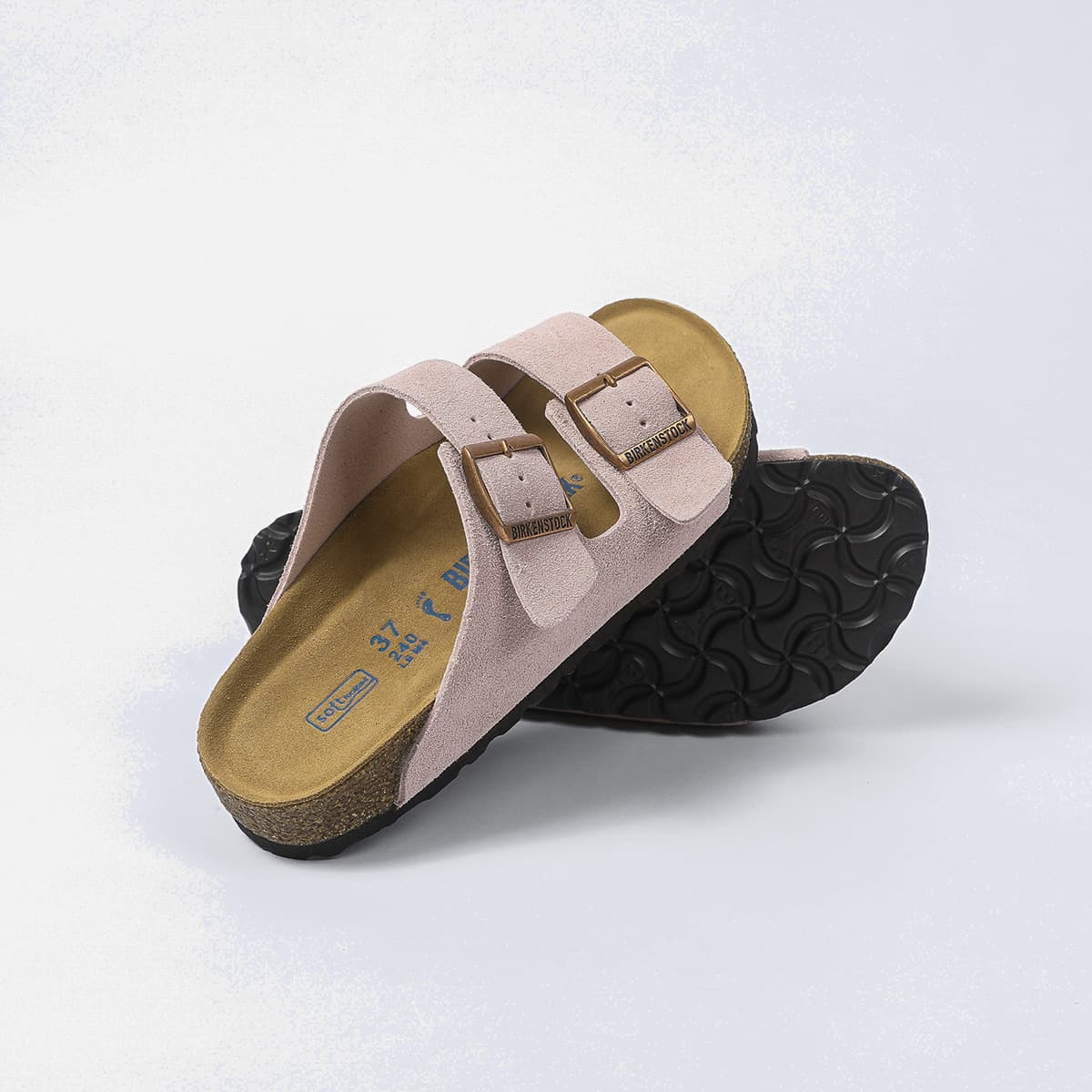 2026 Summer New Casual Fashion Birkenstock Style Sandals, Simple Open-Toe Genuine Leather Flat Sandals, Everyday Two-Strap Slip-On Shoes