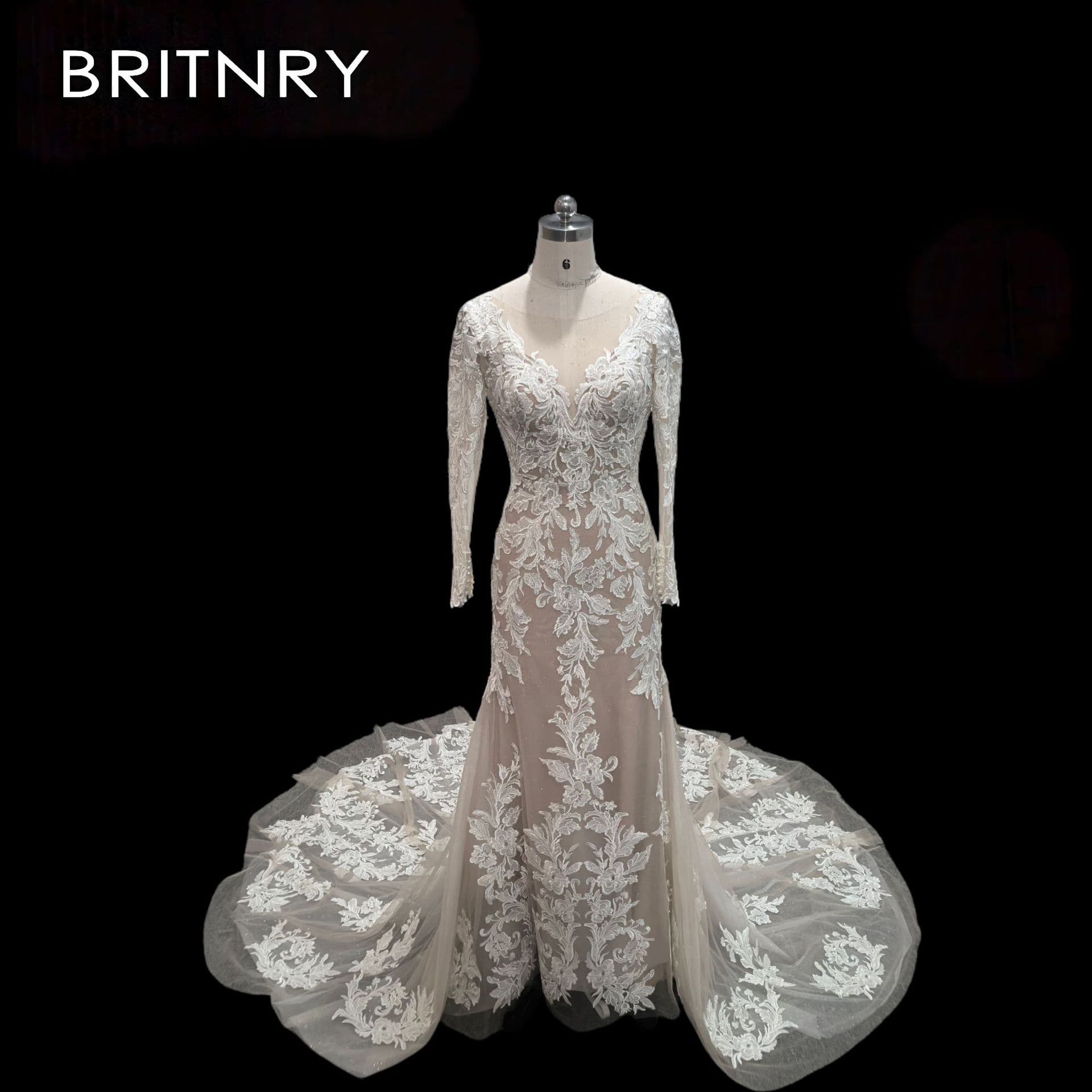 New Long Sleeve Lace Mermaid Wedding Dress 2026 Slimming and Heightening Light Luxury Small Train Wedding Dress Custom