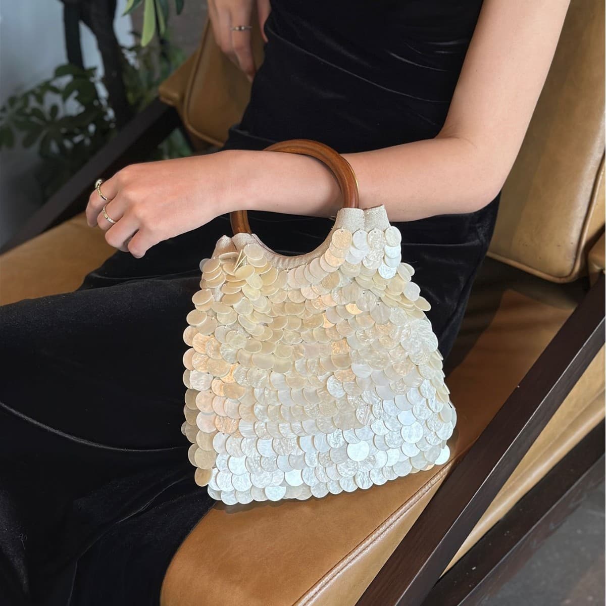 Hand-Sewn Beaded Mother-Of-Pearl Bag 2026 Spring/Summer New Model Socialite Evening Style Shell Bag Women's Handbag Shoulder Crossbody Bag