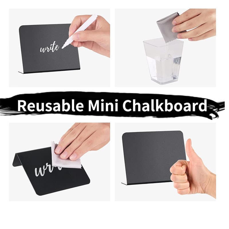 Ready Stock Direct Sales PVC Desktop Table Sign Plastic Display Message Board L-shaped Erasable Mini Blackboard Standing Table Card