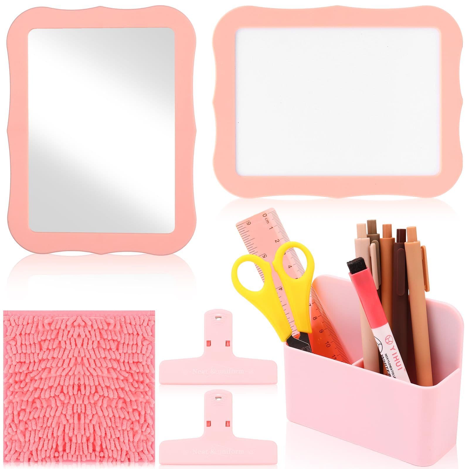 7 piece whiteboard set magnetic locker clip pen holder blanket magnetic board makeup mirror with magnetic writing board set