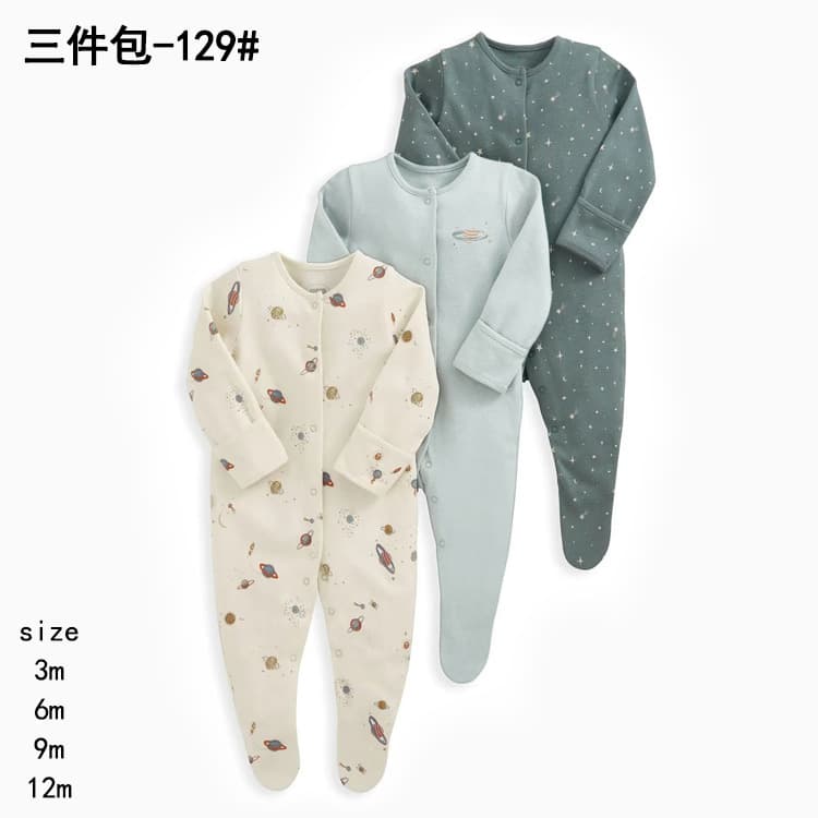 [Wholesale] Export Foreign Trade Newborn Rompers Cotton Footed Cute Crawling Suits Baby Clothes