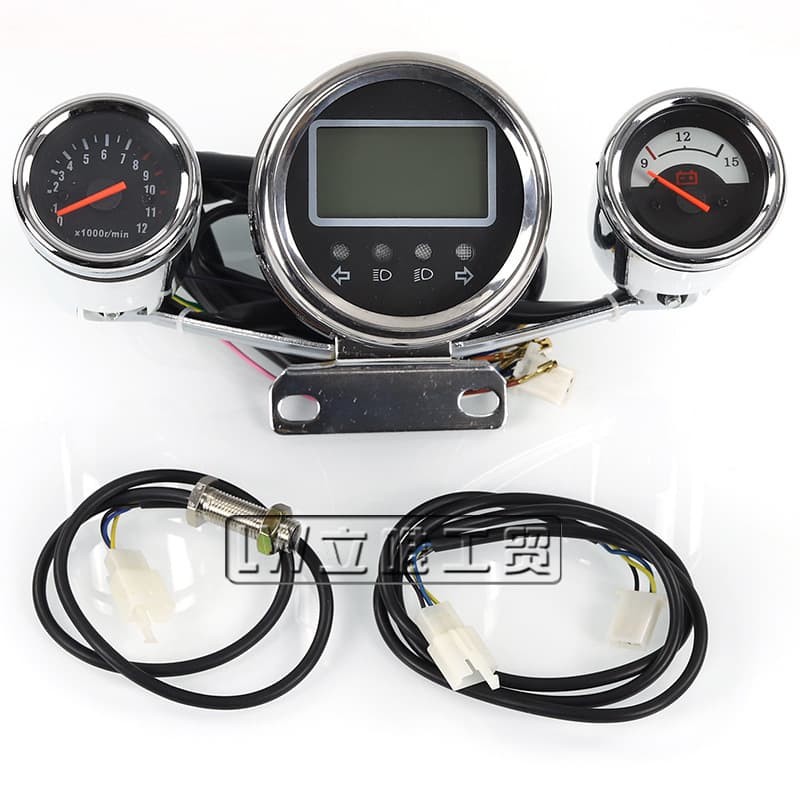 ATV Beach Motorcycle Accessories Big Bull Storm LCD Triple Meter Speedometer Battery Level Gear Headlight Sensor