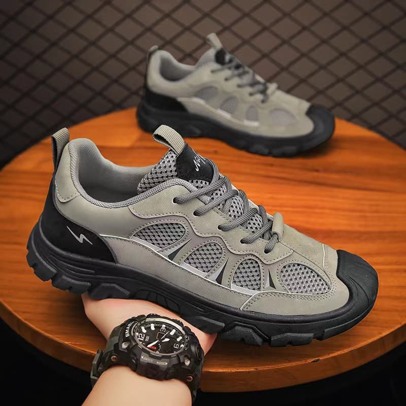Men's Safety Shoes, Mesh Fabric for Spring and Autumn, Wear-resistant Work Shoes for Construction Sites, Non-slip Sports Hiking Work Boots, Casual Style for Men