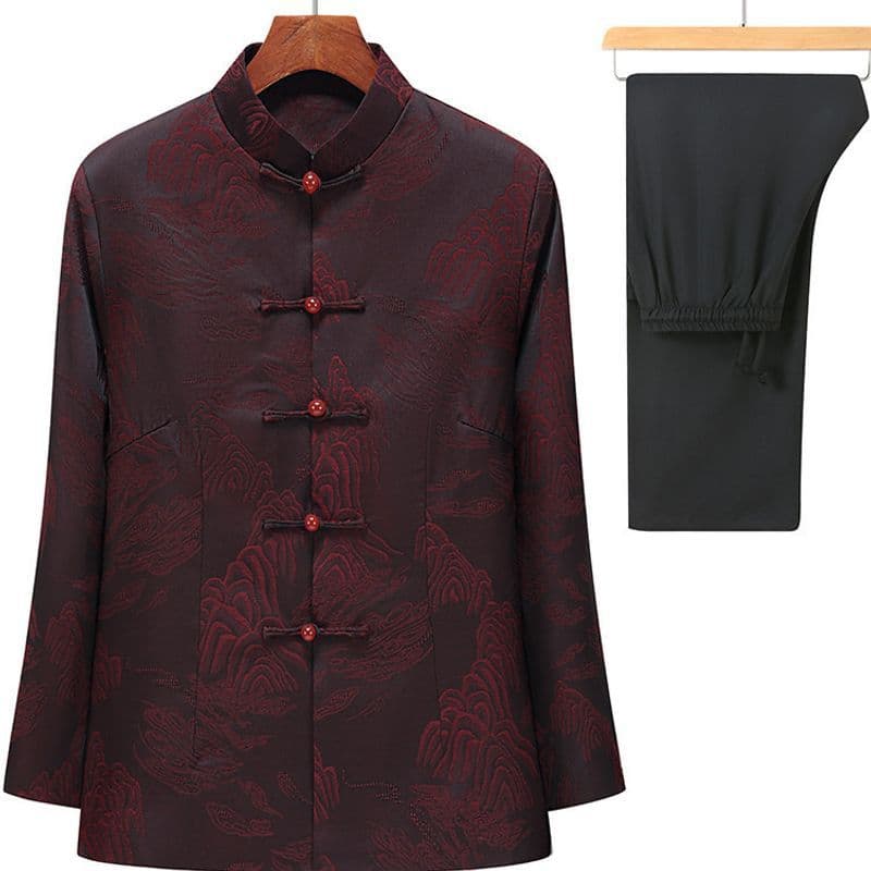 2025 New Chinese Style Dad's Zhongshan Suit Elderly Hanfu Set Middle-Aged and Elderly Tang Suit Men's Spring and Autumn Jacket