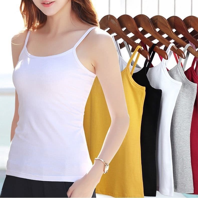 Wholesale Solid Color Slim Fit Camisole Tank Top for Women 1-2 Pieces Summer Student Tops Base Layer